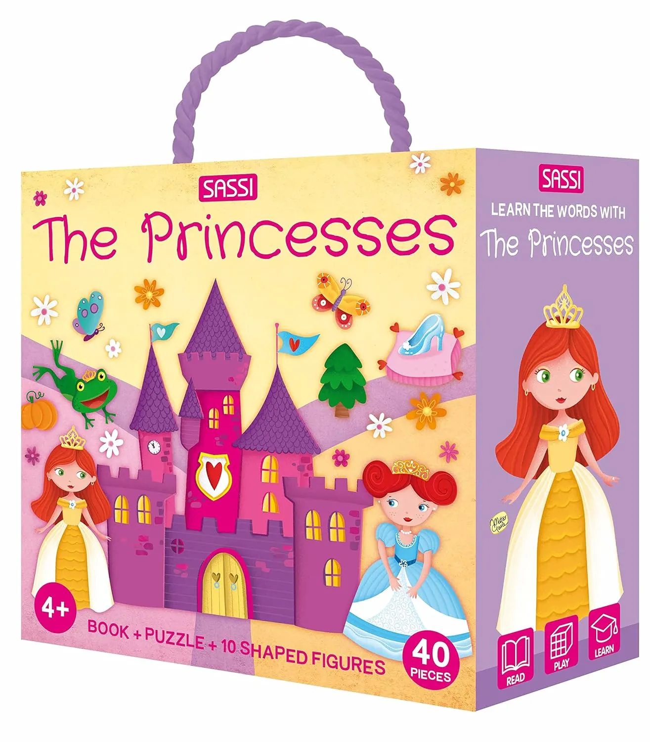 Sassi: The Princesses Book + Puzzle + 10 Shaped Figures 40 pieces