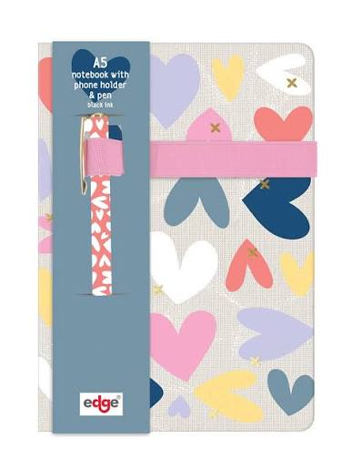 Stat: A5 Notebook with Phone Holder & Pen My Heart